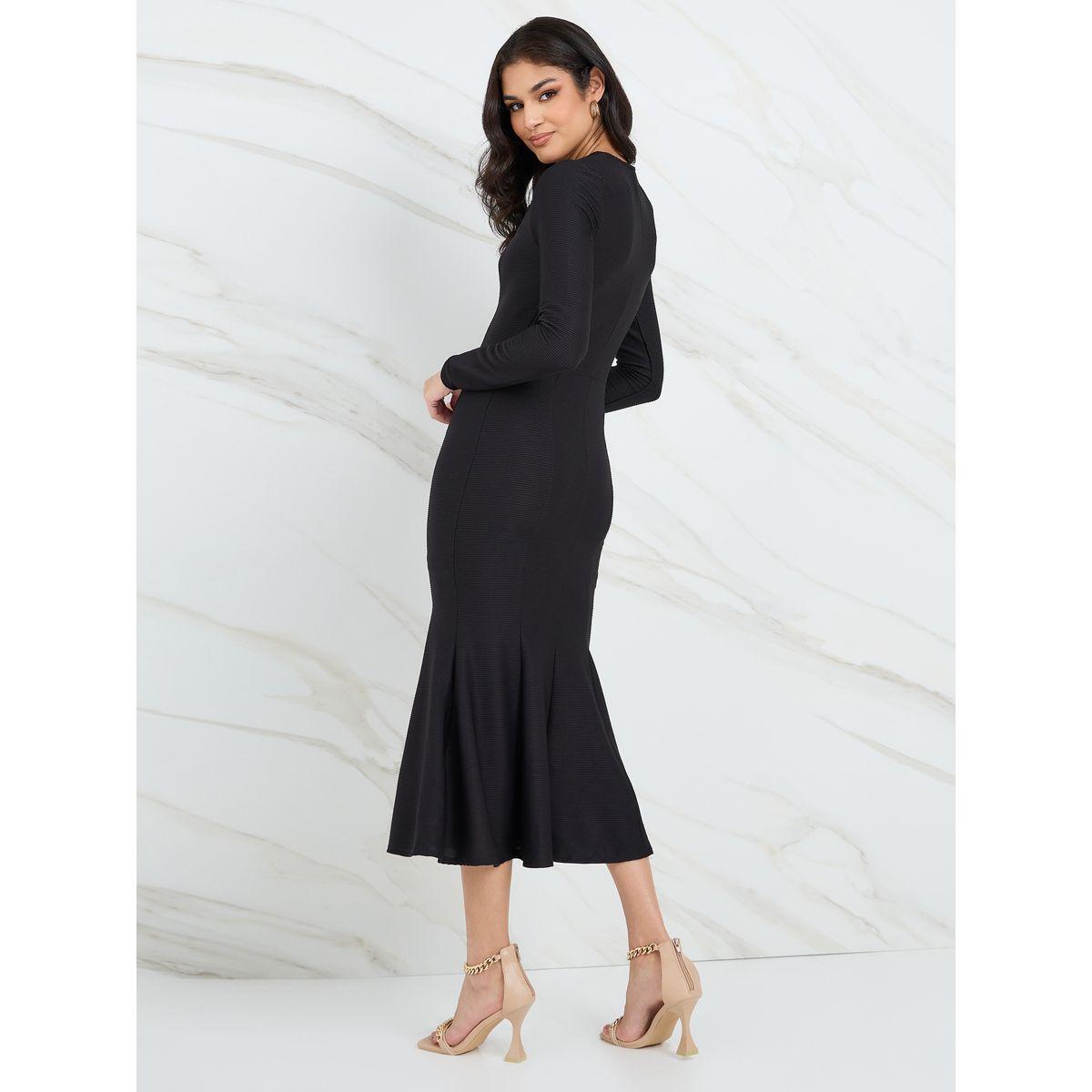 Styli Square Neck Button Detail Bodycon Midi Dress-women-clothing-dresses-image-4