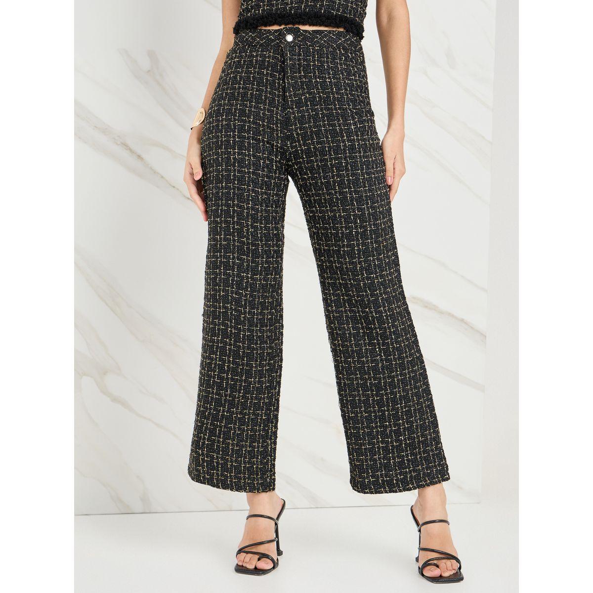 Styli High Rise Tweed Lurex Flared Trouser-women-clothing-bottoms-trousers-image-1