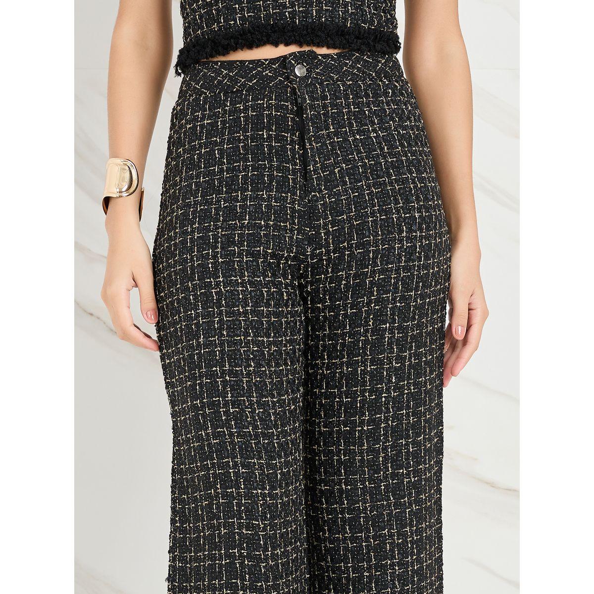 Styli High Rise Tweed Lurex Flared Trouser-women-clothing-bottoms-trousers-image-3