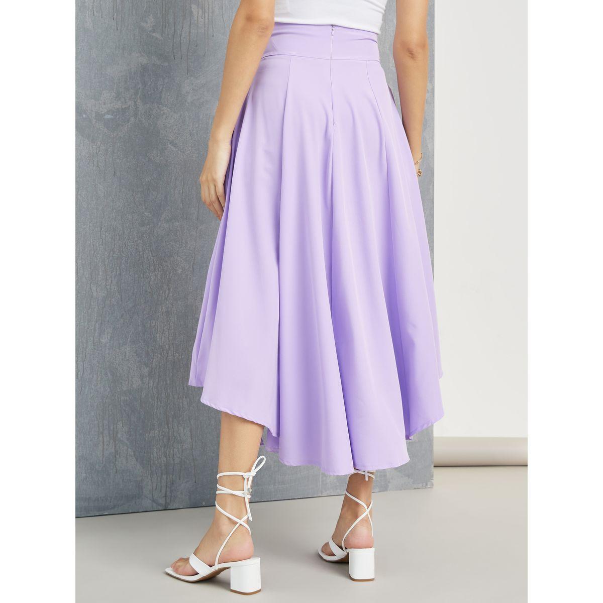 Styli Solid Flare Midi Skirt With Tie Detail-women-clothing-bottoms-skirts-image-4