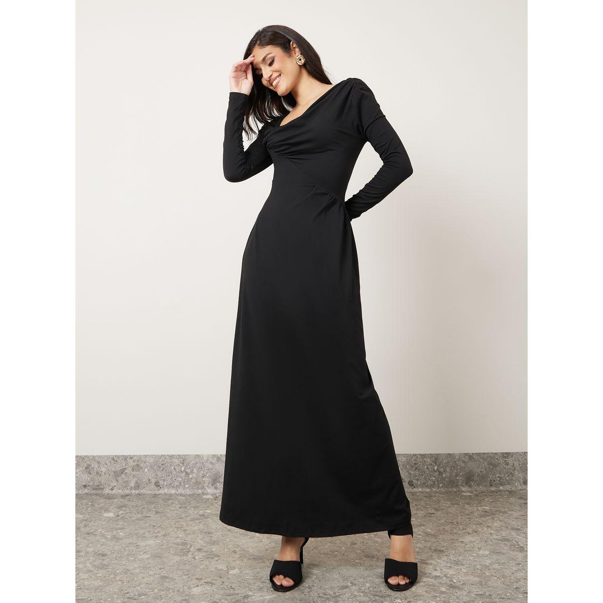 فستان بياقة غير متماثلة الطول-women-clothing-dresses-image-1