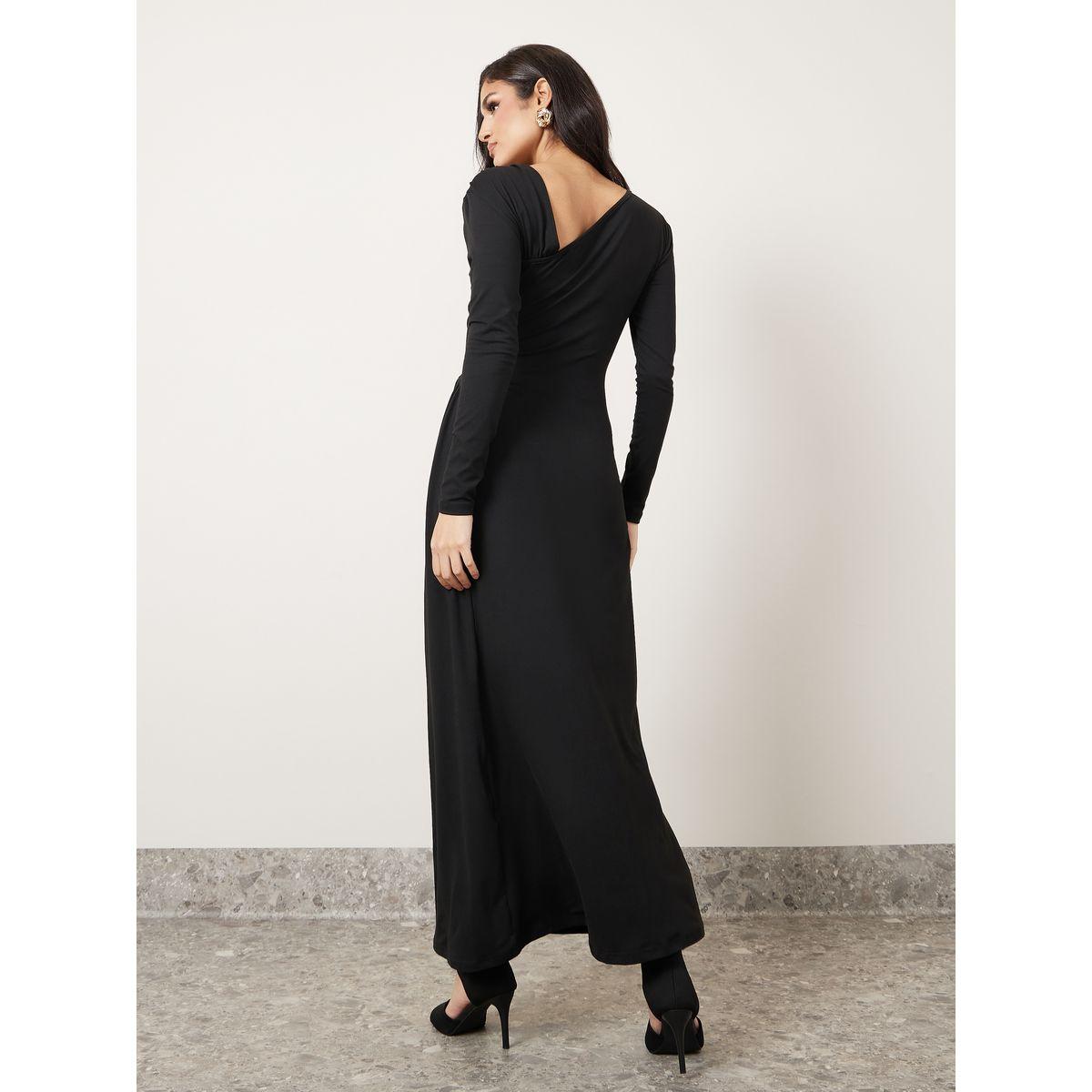 فستان بياقة غير متماثلة الطول-women-clothing-dresses-image-4