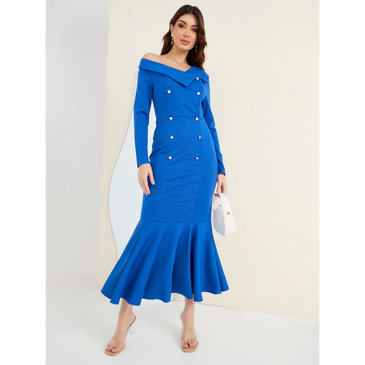 Styli Asymmetric Neck Mermaid Hem Maxi Dress-women-clothing-dresses-image-2