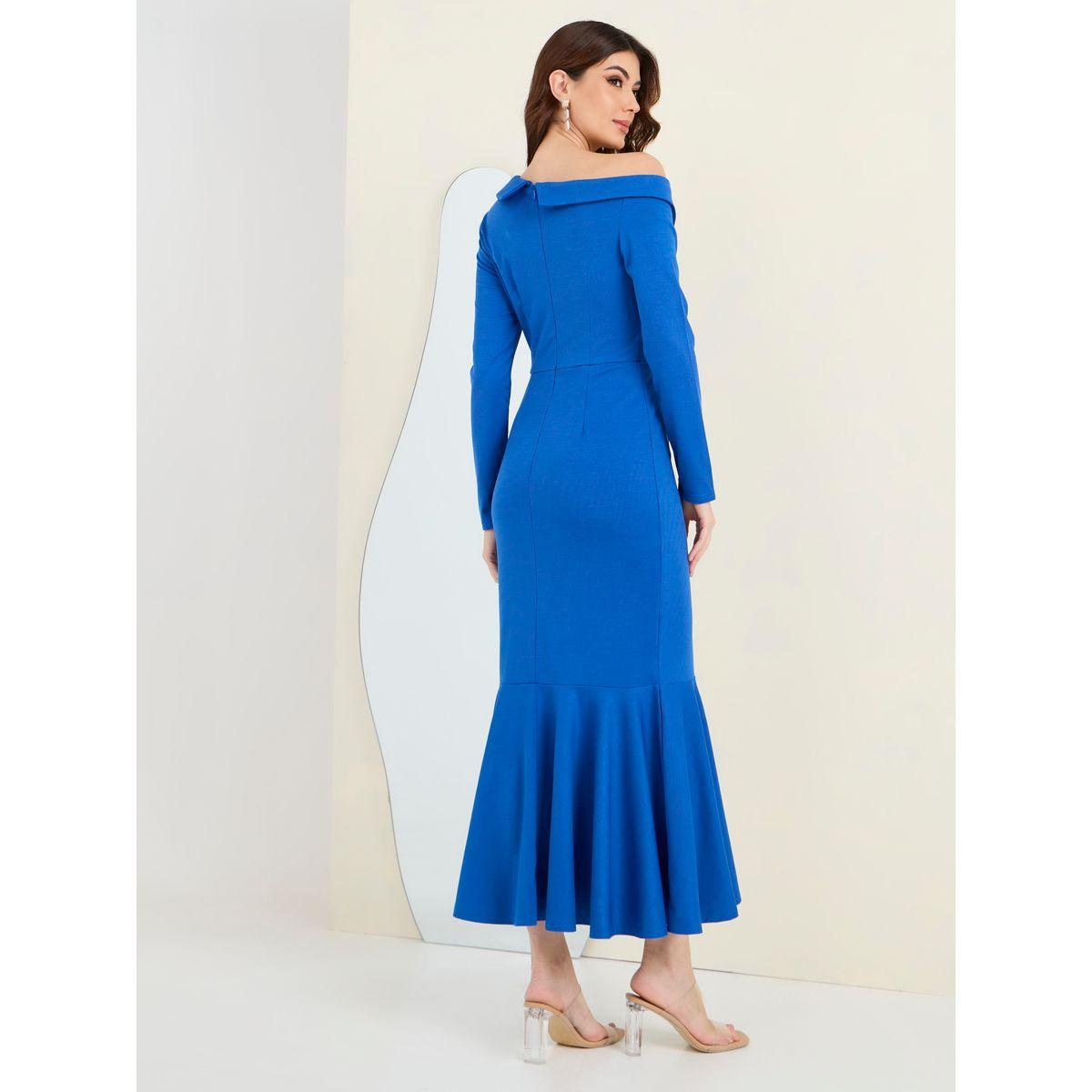 Styli Asymmetric Neck Mermaid Hem Maxi Dress-women-clothing-dresses-image-5