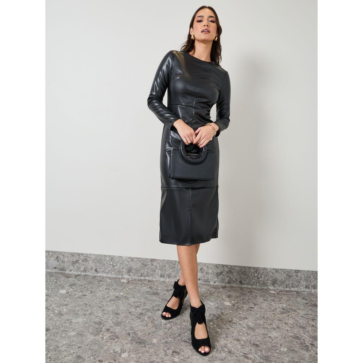 فستان ميدي بياقة دائرية-women-clothing-dresses-image-1
