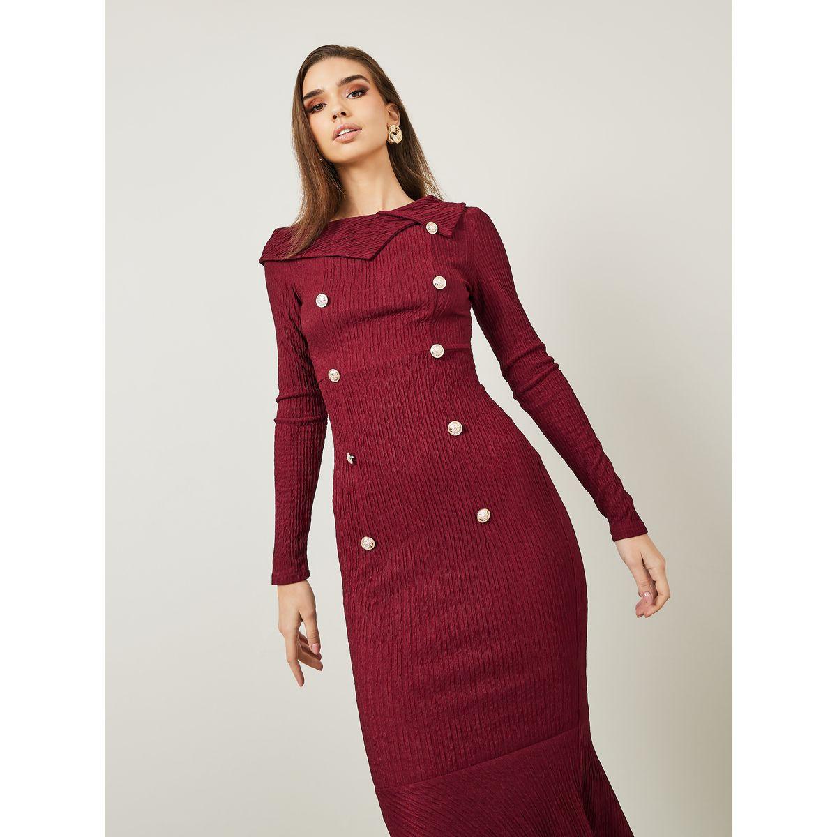 Styli Asymmetric Neck Mermaid Hem Maxi Dress-women-clothing-dresses-image-2
