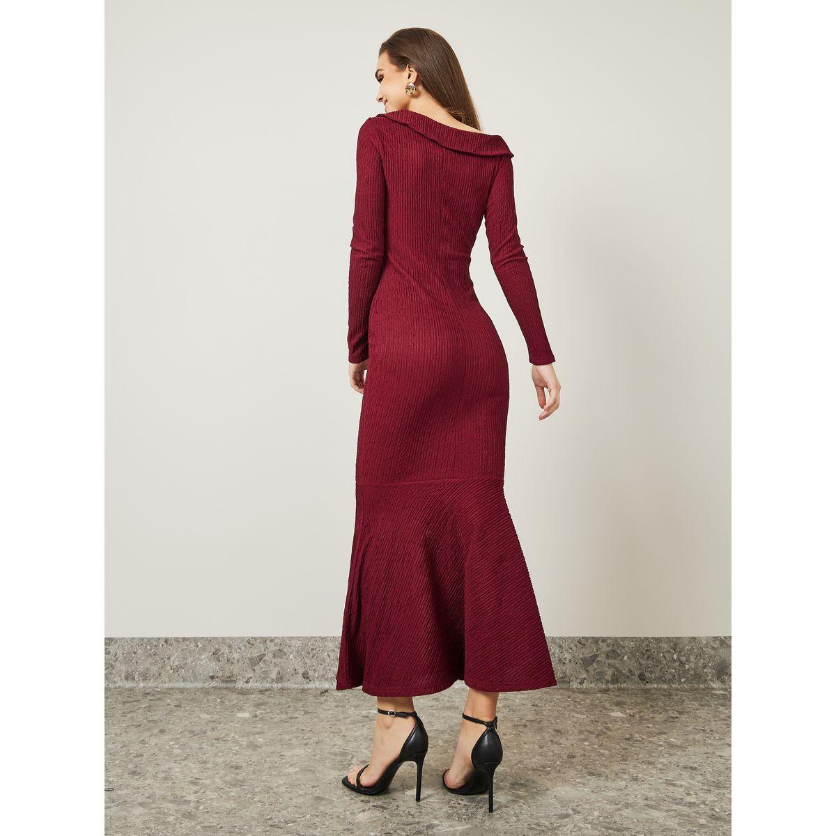 فستان طويل بياقة غير متماثلة الطول-women-clothing-dresses-image-4
