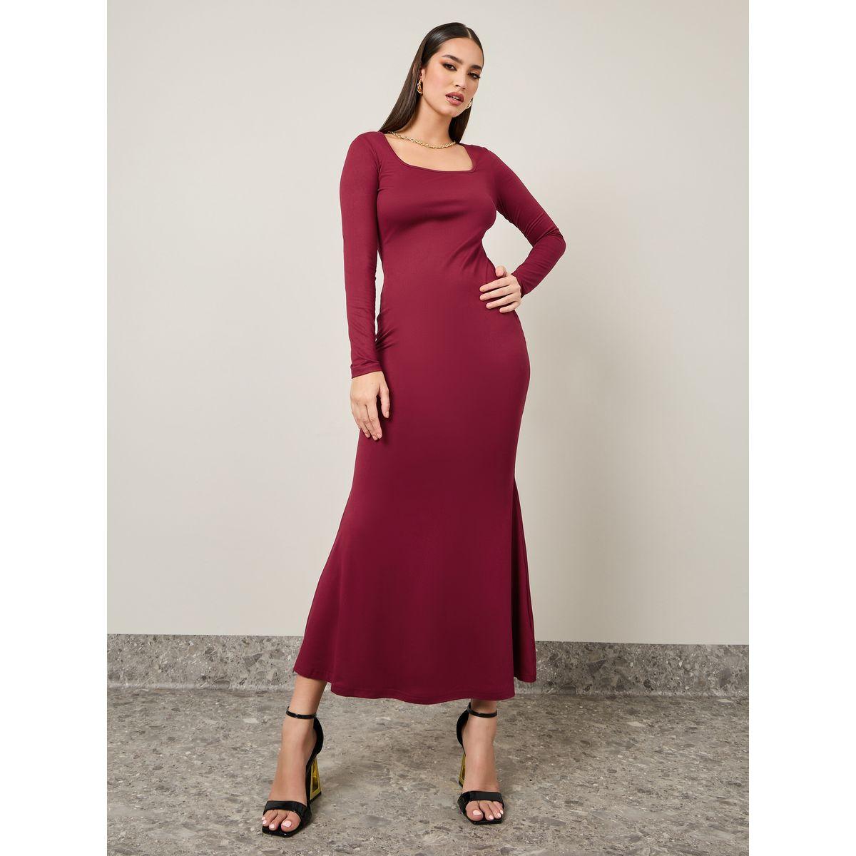 Styli Square Neck Sheath Maxi Dress-women-clothing-dresses-image-1