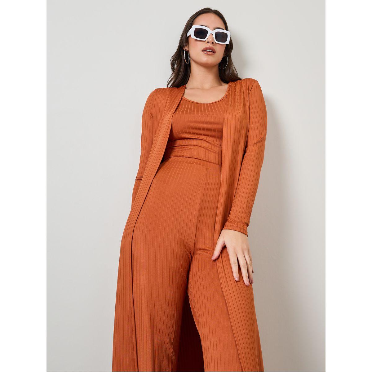 Styli Set of 3 - Textured Rib Cami, Kimono & Pants-women-clothing-coordsets-image-2