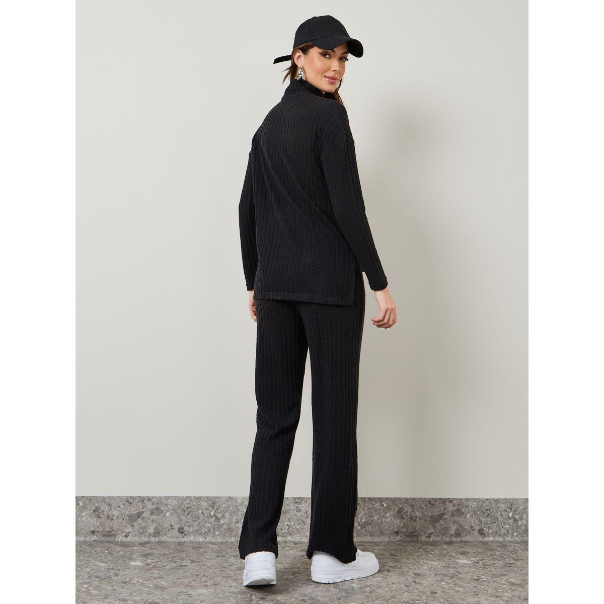 Styli High Neck High Low Hem Top & Straight Leg Pants Co-Ords-women-clothing-coordsets-image-6