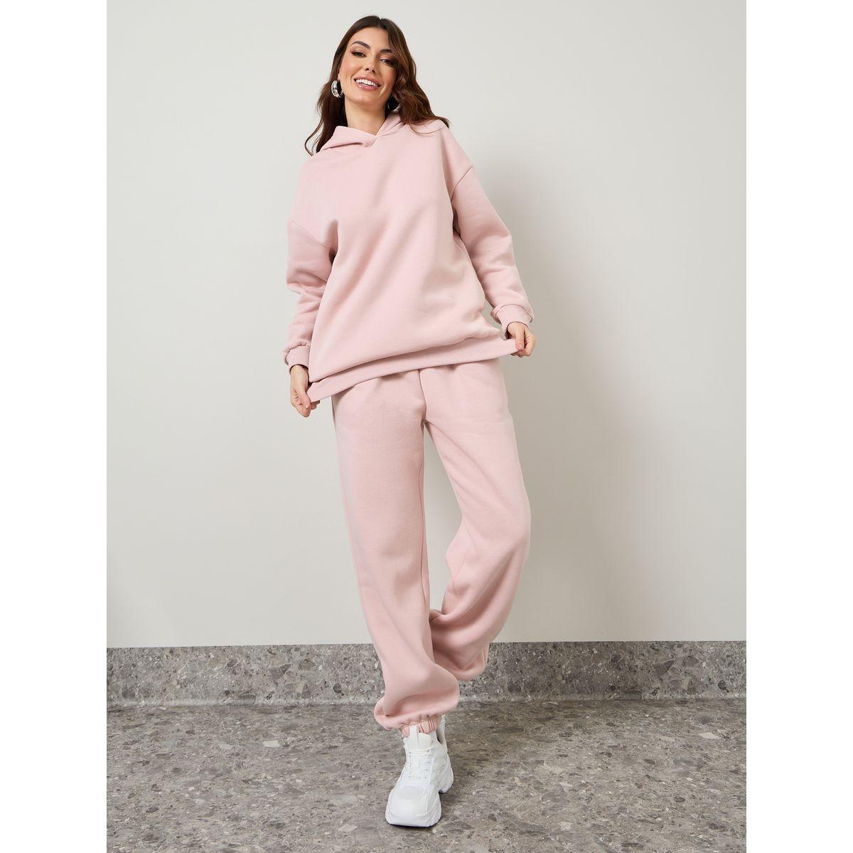 Styli Solid Oversized Hoodie & Joggers Co-Ords-women-clothing-coordsets-image-1