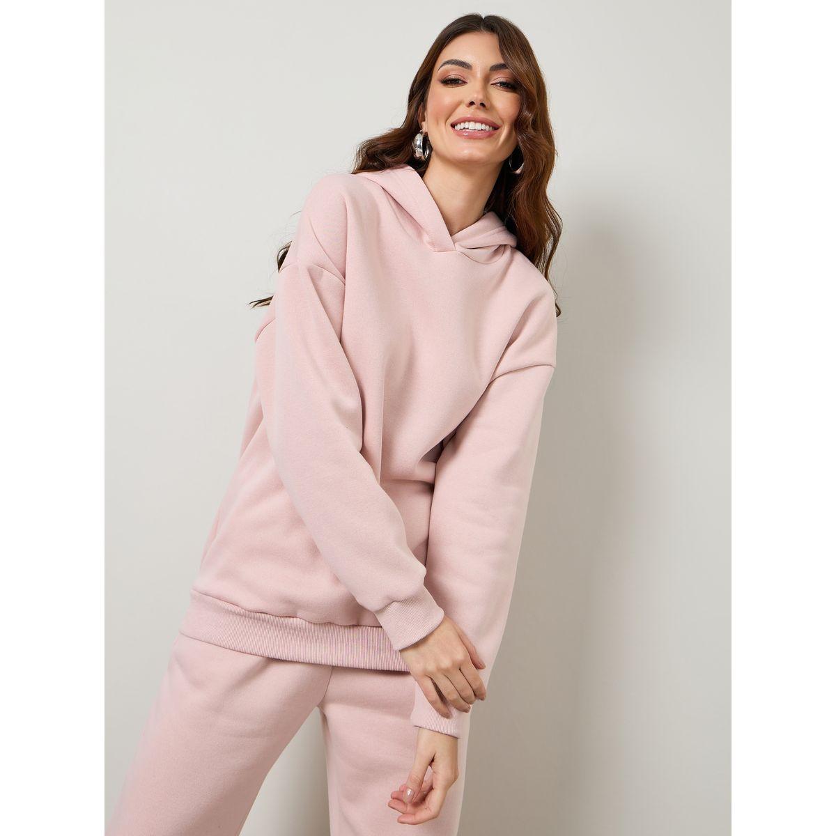 Styli Solid Oversized Hoodie & Joggers Co-Ords-women-clothing-coordsets-image-2