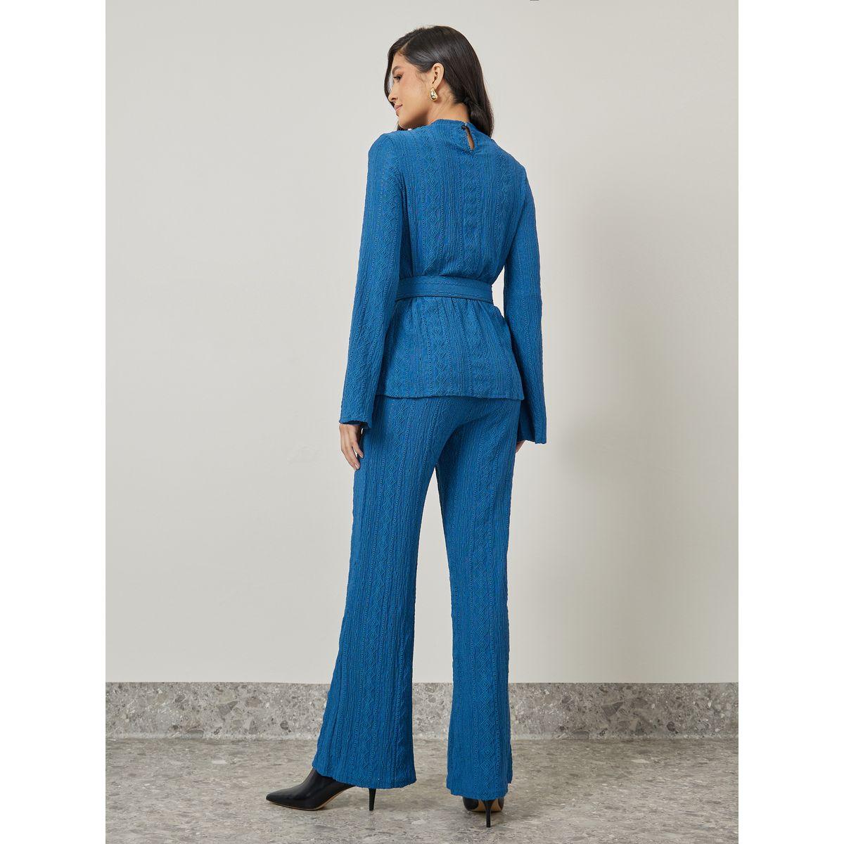 طقم منسق من ( بنطال + بلوزة بنمط لف )-women-clothing-coordsets-image-5