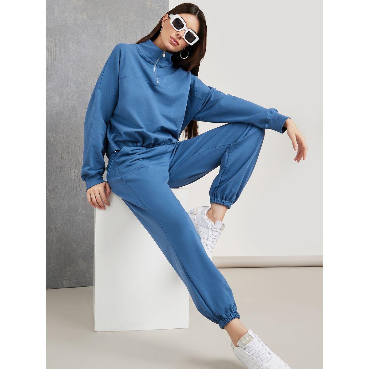 Buy Women s Styli Half Zip Up Sweatshirt Jogger Co Ords Online