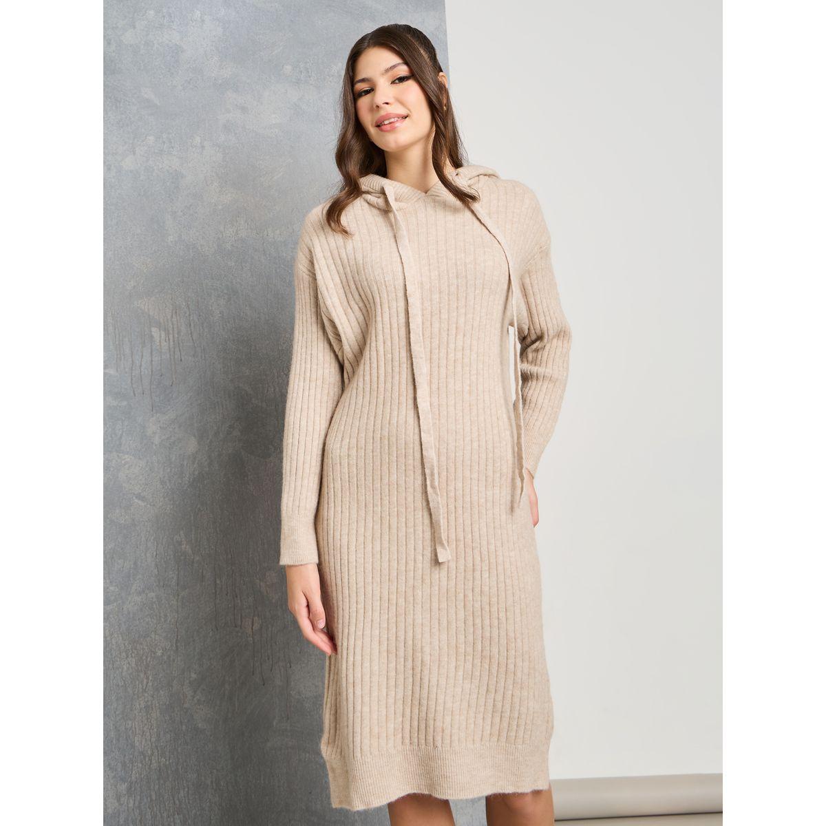 فستان بطول الركبة بياقة هودي-women-clothing-dresses-image-2