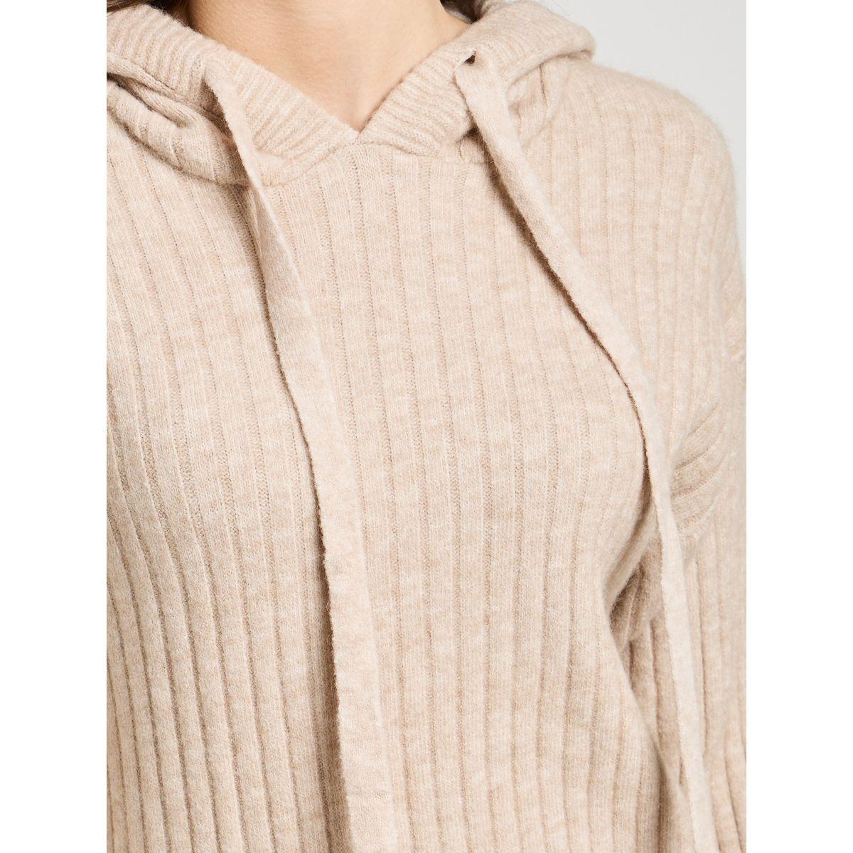 Styli Solid Ribbed Hooded Knit Knee-Length Dress-women-clothing-dresses-image-3