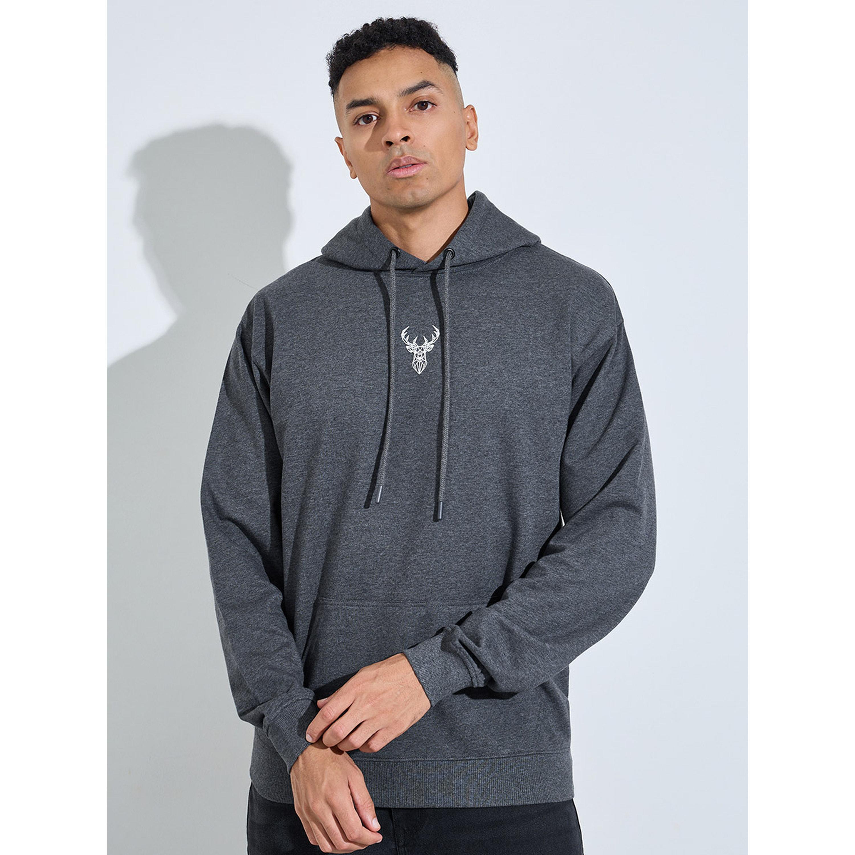 هودي صوف بقصة مريحة وطبعة اتش دي بتصميم بسيط-men-winterwear-hoodiesandsweatshirts-image-1