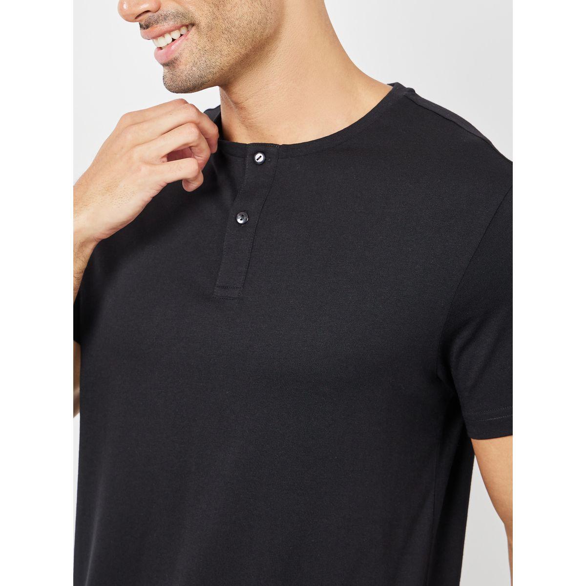 Styli Limited Solid Henley Neck T-Shirt & Pyjama Set-men-clothing-nightwear-sets-image-3