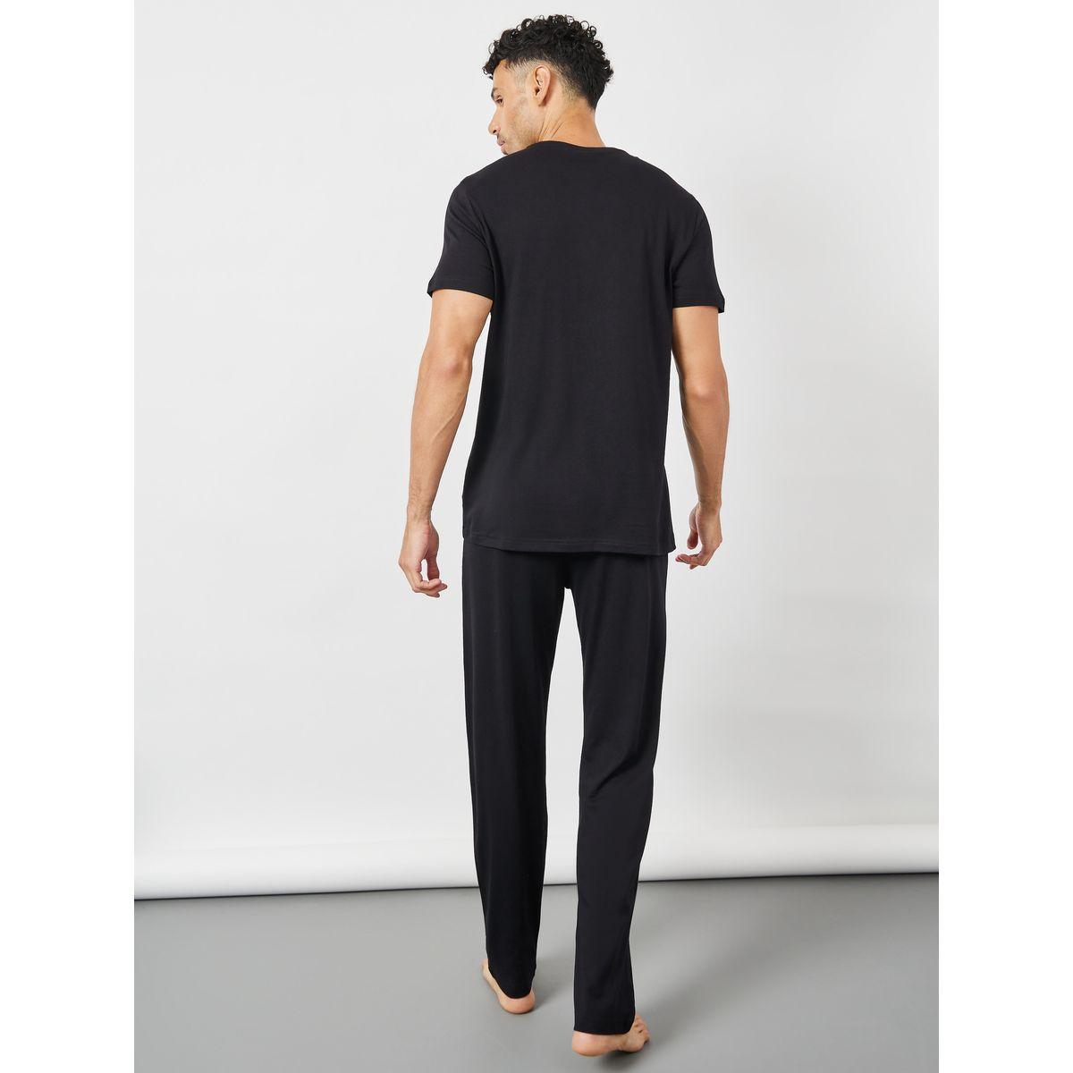 Styli Limited Solid Henley Neck T-Shirt & Pyjama Set-men-clothing-nightwear-sets-image-5