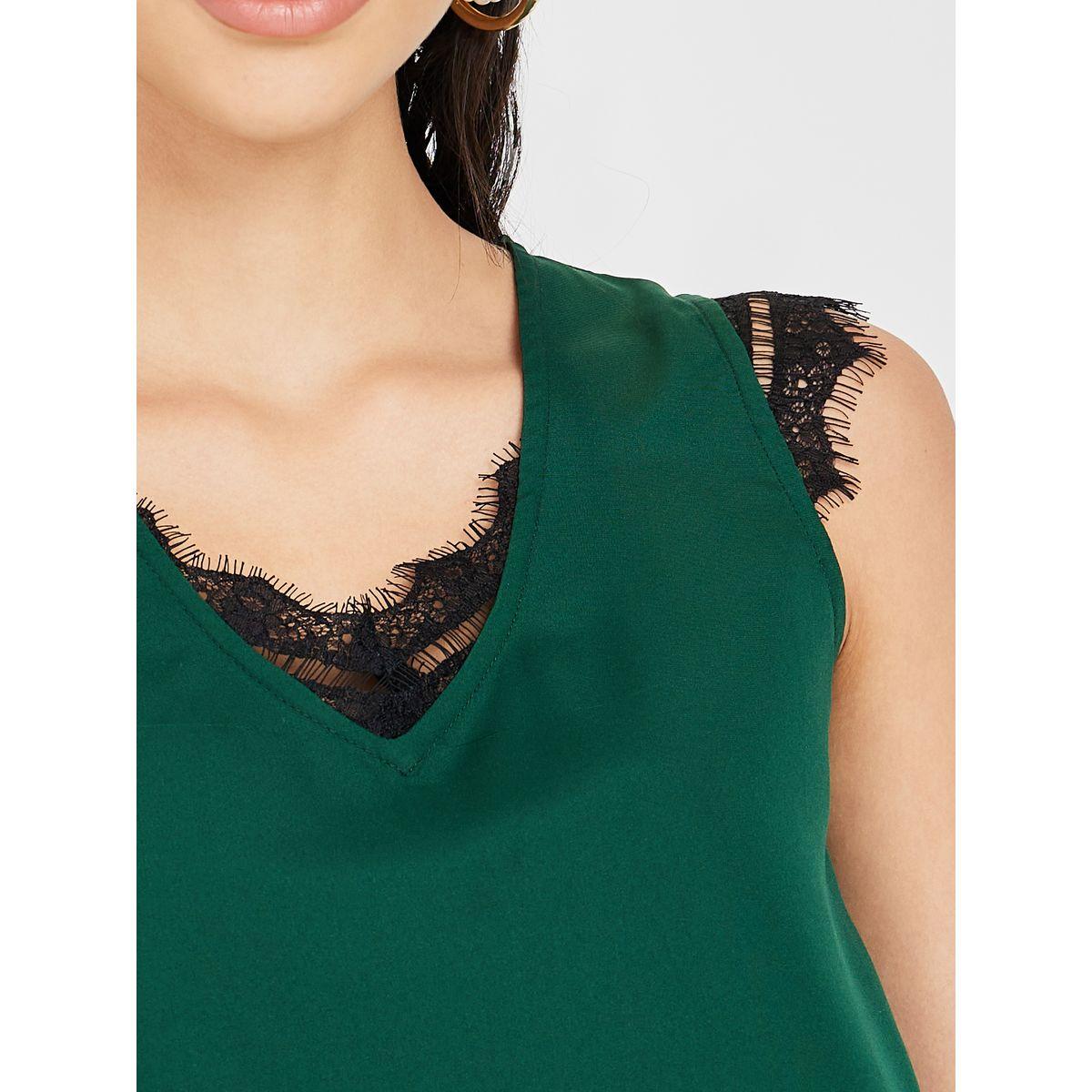 Styli Lace Trim V Neck Regular Fit Cami Top-women-clothing-tshirts-image-3