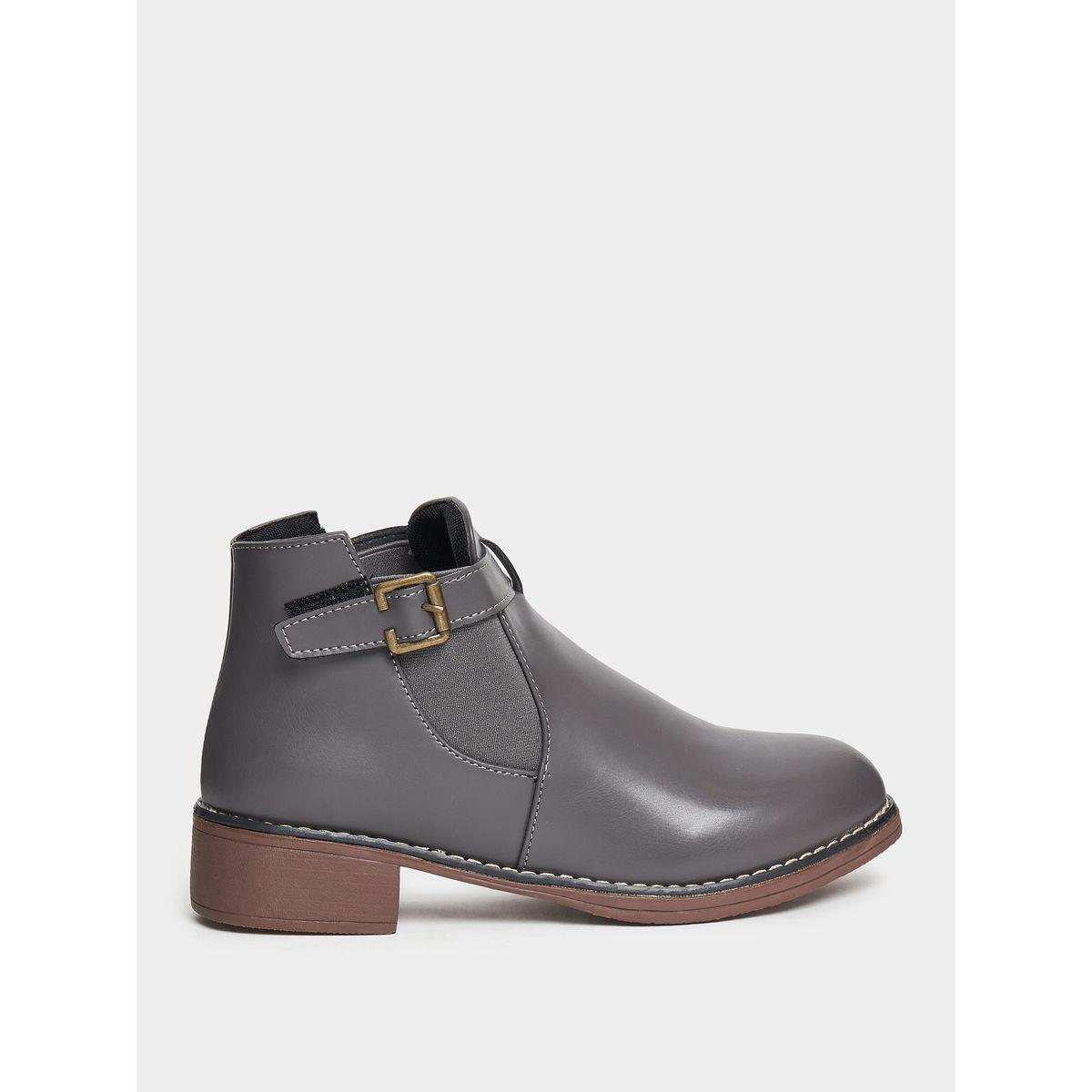 Styli Ankle Length Buckled Strap Boots-women-shoes-boots-image-2