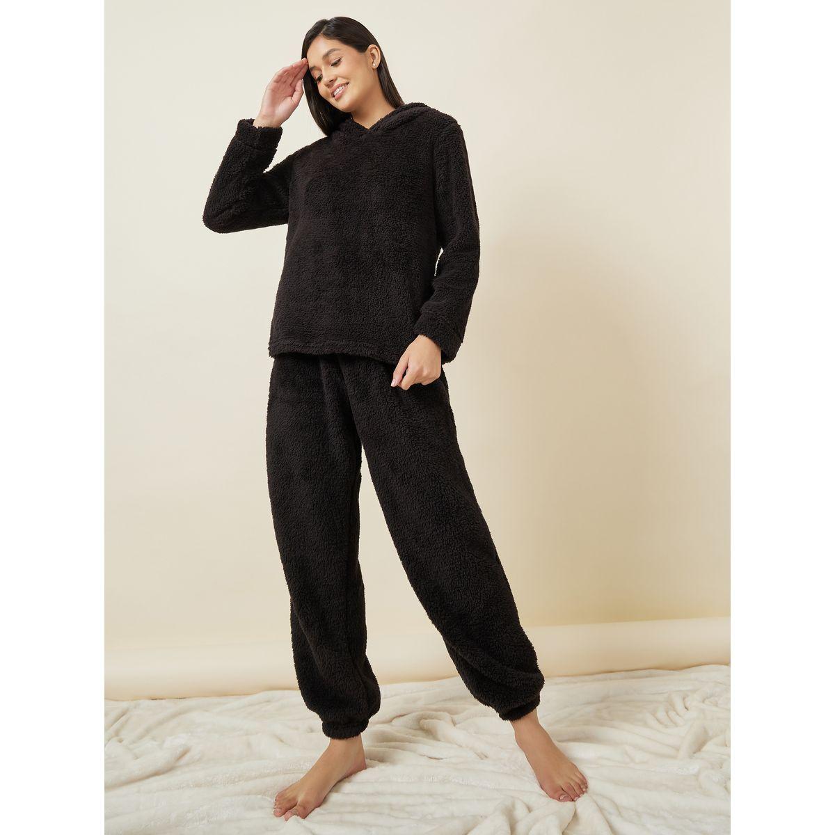 Styli Unwind Bear Ears Fleece Hoodie & Jogger Lounge Set-women-clothing-coordsets-image-2