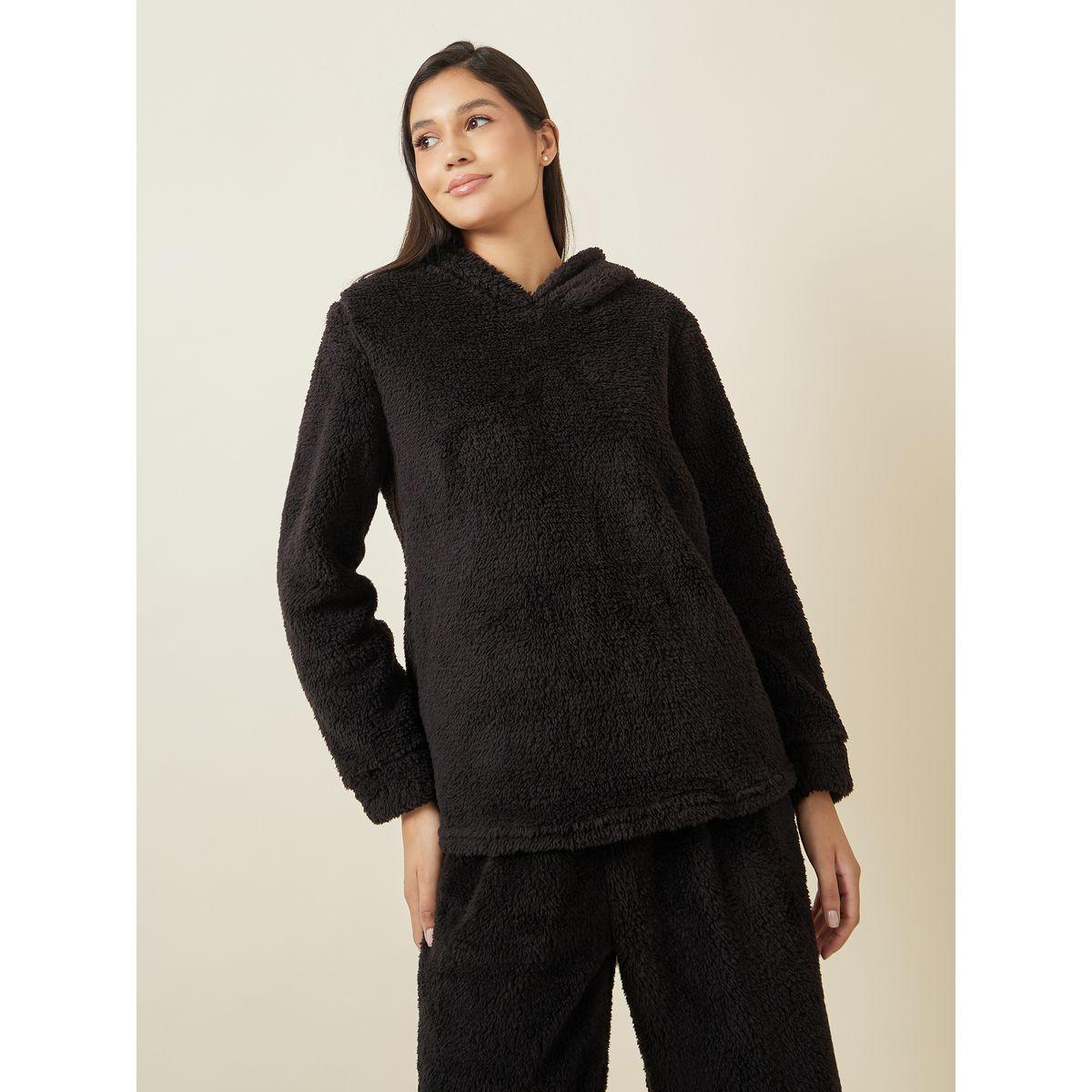Styli Unwind Bear Ears Fleece Hoodie & Jogger Lounge Set-women-clothing-coordsets-image-3