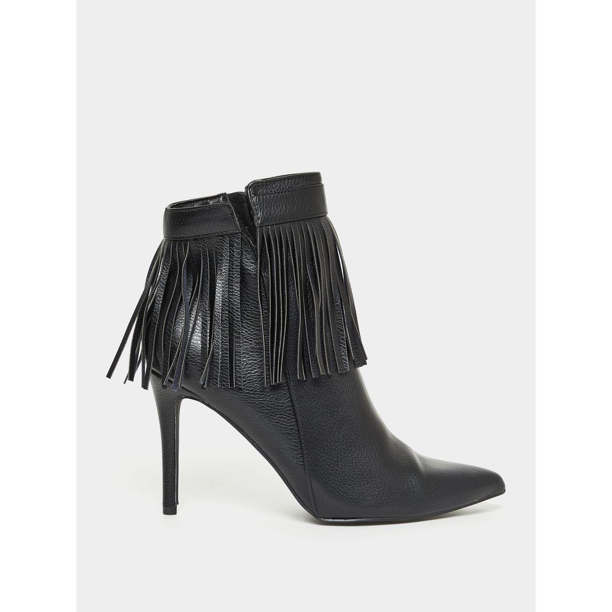 Styli Pointed Toe Frill Embellished Pencil Heel Boots-women-shoes-boots-image-2