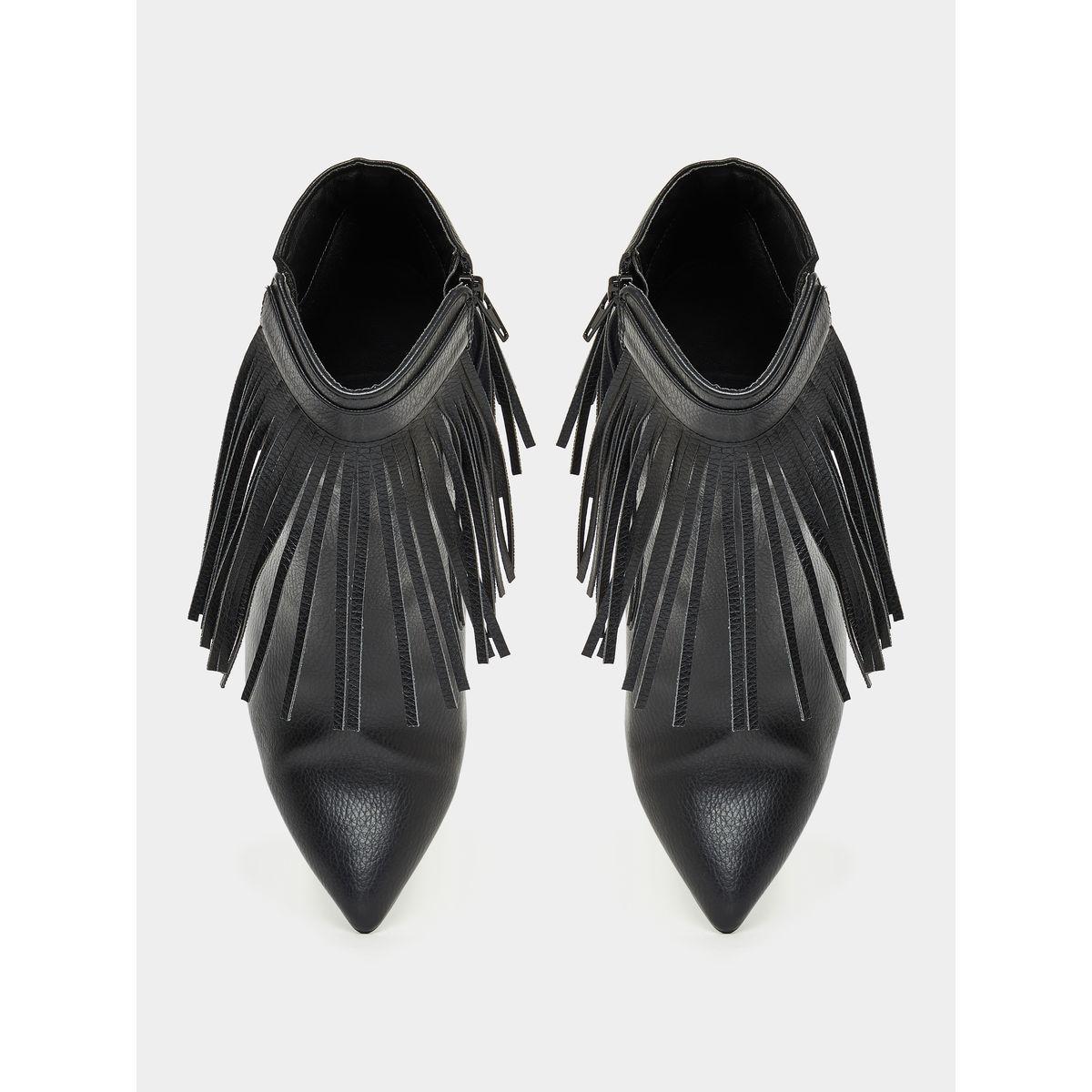 Styli Pointed Toe Frill Embellished Pencil Heel Boots-women-shoes-boots-image-5