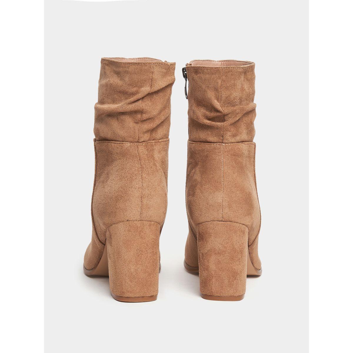 Styli Suede Look Block Heel Ankle Length Boots-women-shoes-boots-image-4