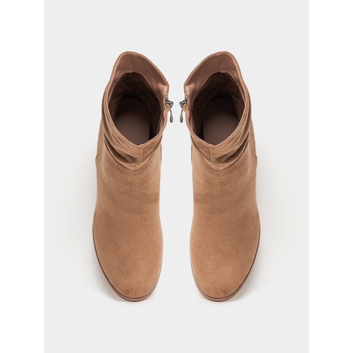 Styli Suede Look Block Heel Ankle Length Boots-women-shoes-boots-image-5