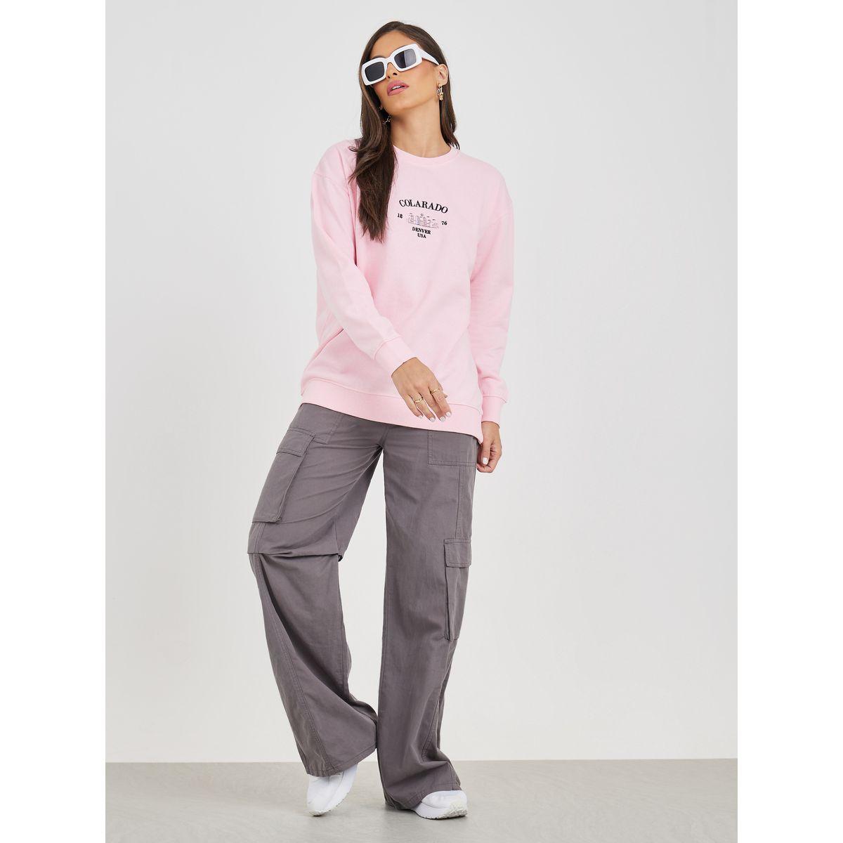 Styli Regular Fit Longline Embroidered Slogan Sweatshirt-women-winterwear-hoodiesandsweatshirts-sweatshirts-image-2