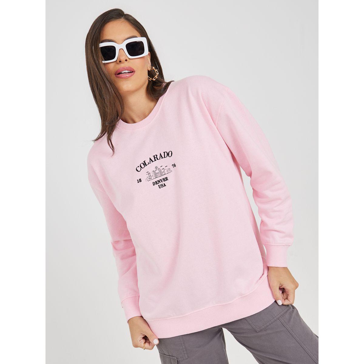 Styli Regular Fit Longline Embroidered Slogan Sweatshirt-women-winterwear-hoodiesandsweatshirts-sweatshirts-image-3