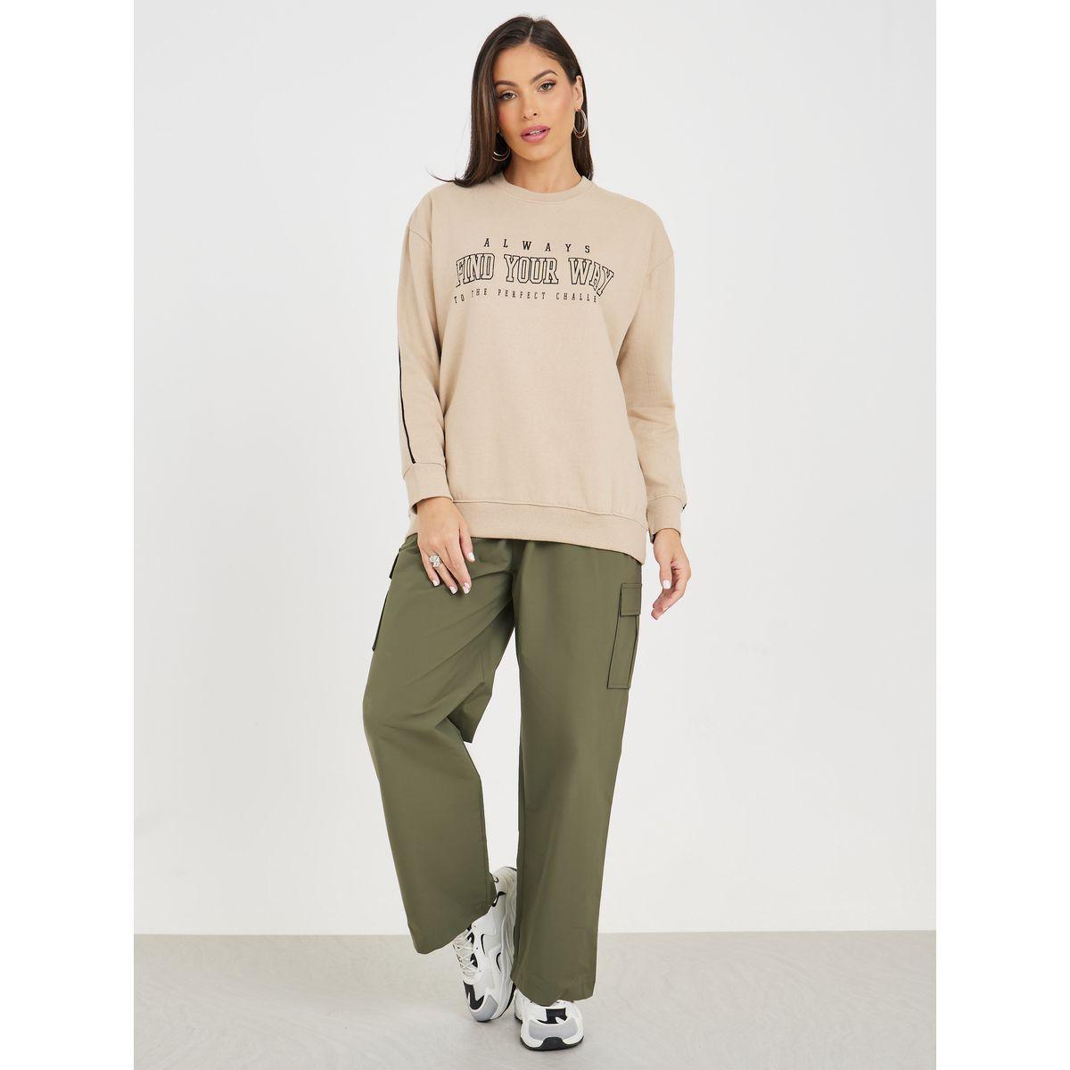 Styli Regular Fit Longline Slogan Print Sweatshirt-women-winterwear-hoodiesandsweatshirts-sweatshirts-image-2
