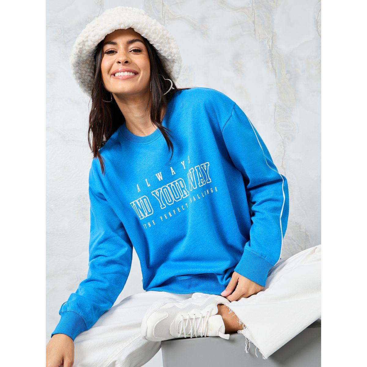 Styli Regular Fit Longline Slogan Print Sweatshirt-women-winterwear-hoodiesandsweatshirts-sweatshirts-image-1