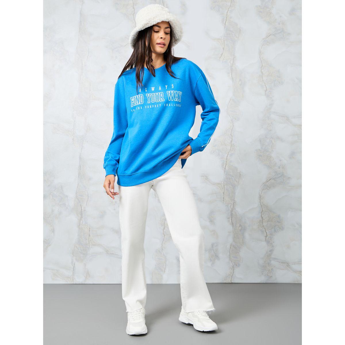 Styli Regular Fit Longline Slogan Print Sweatshirt-women-winterwear-hoodiesandsweatshirts-sweatshirts-image-2