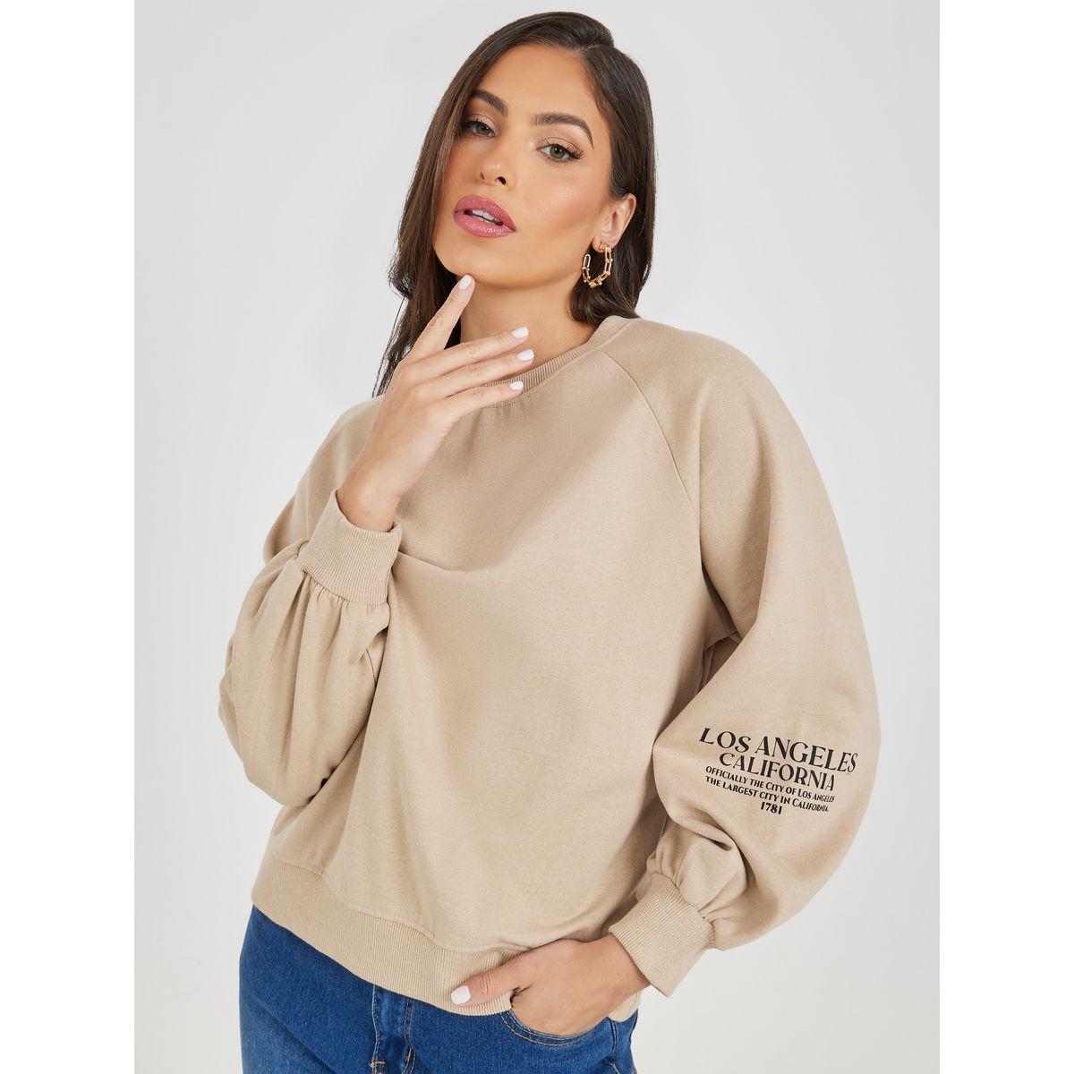 Styli Regular Fit Volume Sleeves Slogan Print Sweatshirt-women-winterwear-hoodiesandsweatshirts-sweatshirts-image-1