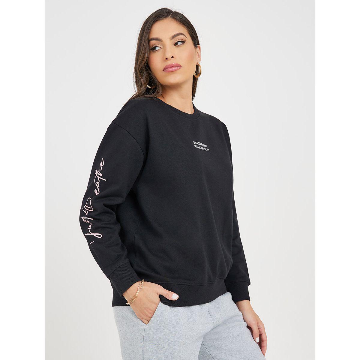 Styli Regular Fit Slogan Print Sweatshirt-women-winterwear-hoodiesandsweatshirts-sweatshirts-image-2