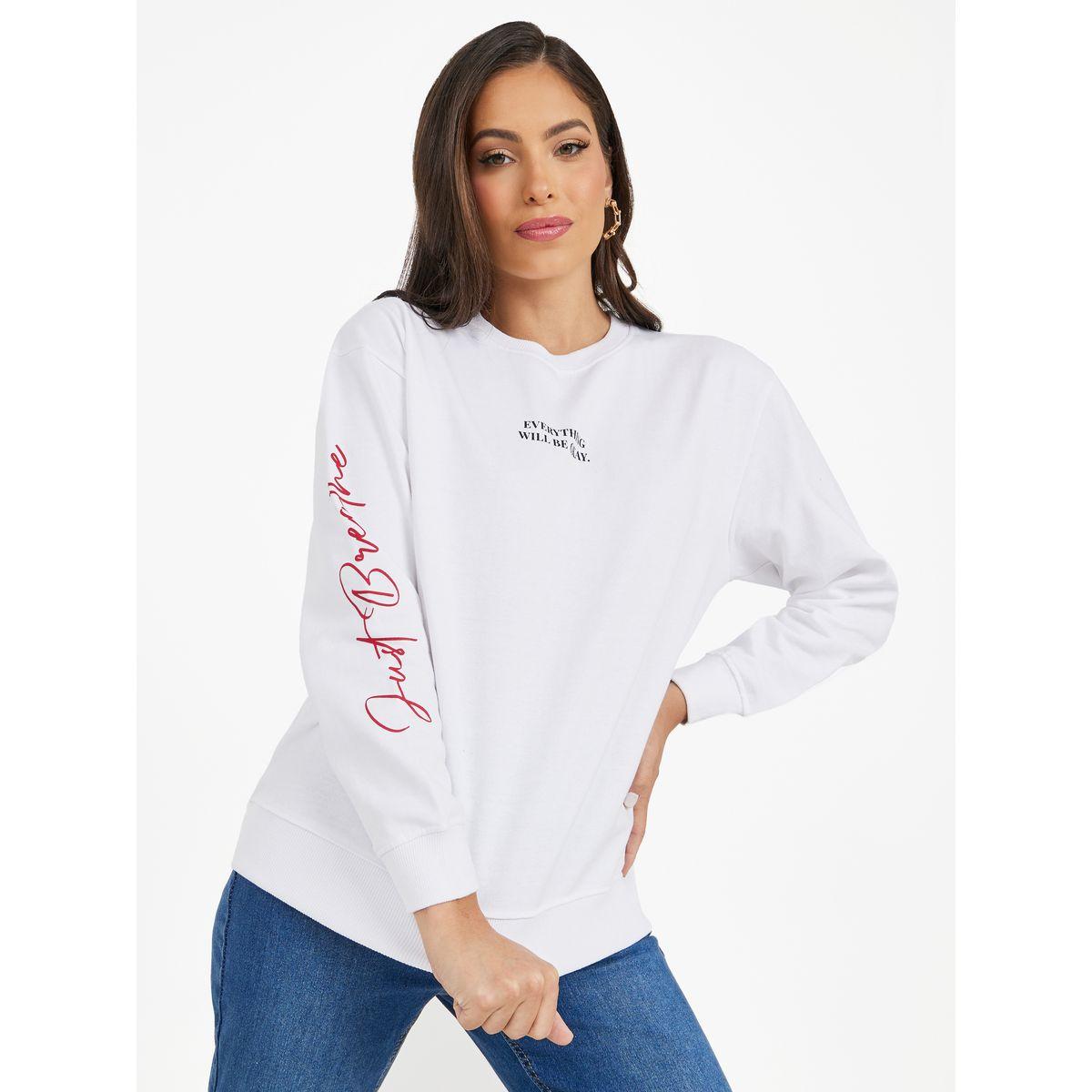 Styli Regular Fit Slogan Print Sweatshirt-women-winterwear-hoodiesandsweatshirts-sweatshirts-image-1