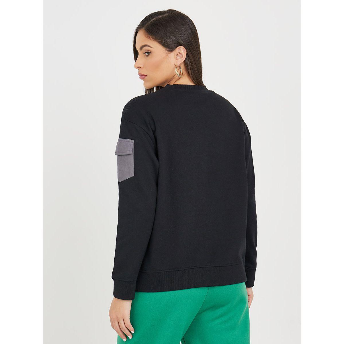 Styli Regular Fit Slogan Sweatshirt with Pocket Detail-women-winterwear-hoodiesandsweatshirts-sweatshirts-image-5