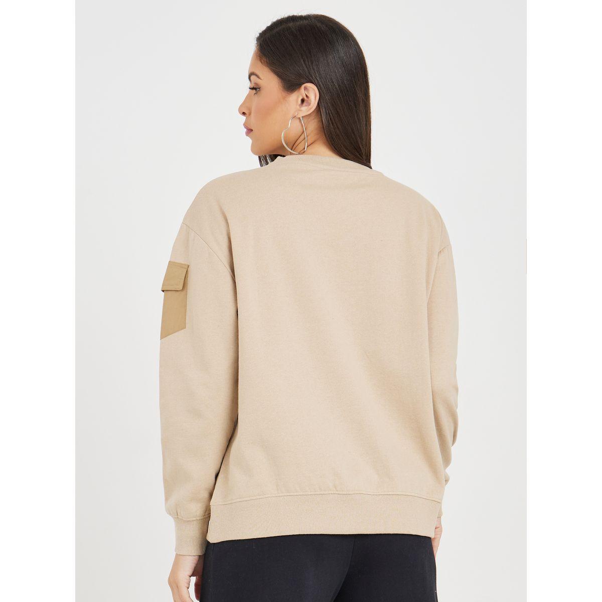 Styli Regular Fit Slogan Sweatshirt with Pocket Detail-women-winterwear-hoodiesandsweatshirts-sweatshirts-image-5
