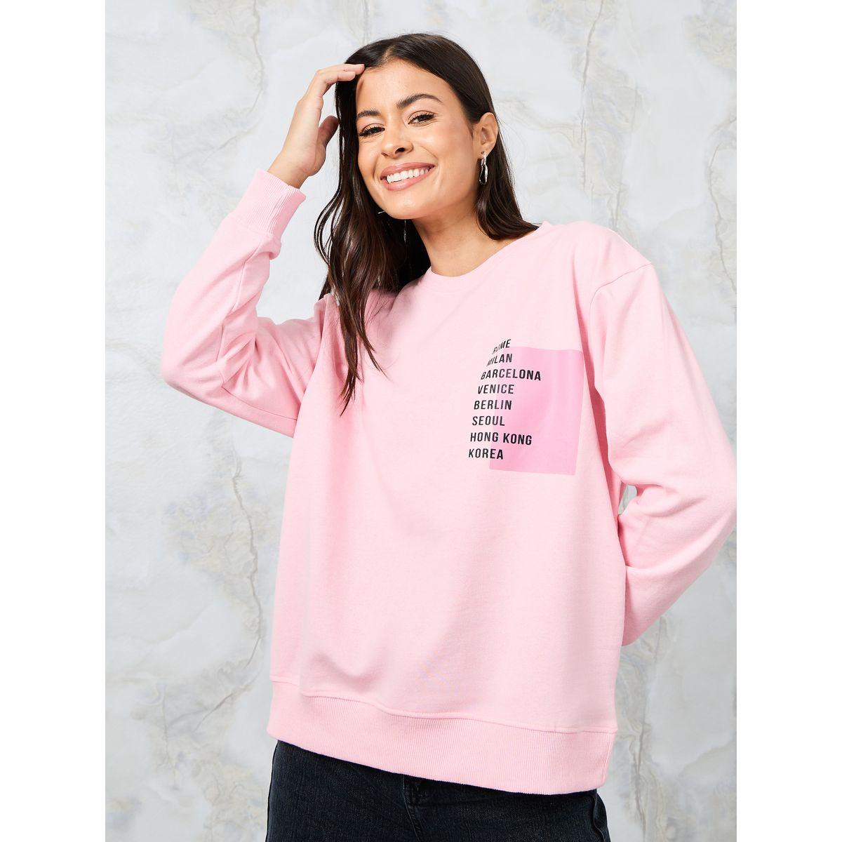 Styli Regular Fit Slogan Print Regular Length Sweatshirt-women-winterwear-hoodiesandsweatshirts-sweatshirts-image-1