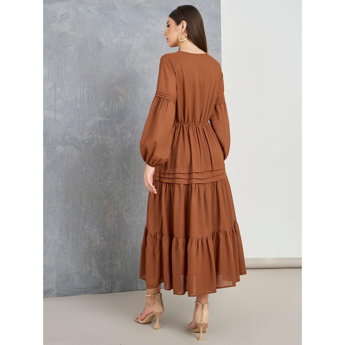 Styli Lace Insert Tie-Up Neck A-Line Maxi Dress-women-clothing-dresses-image-5