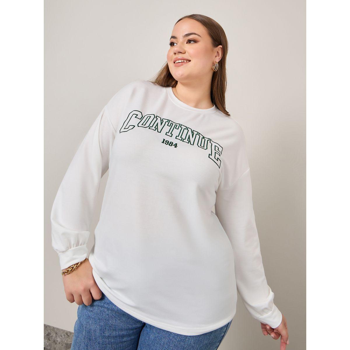 Styli Plus Embroidered Slogan Oversized T-Shirt-women-clothing-tshirts-image-1
