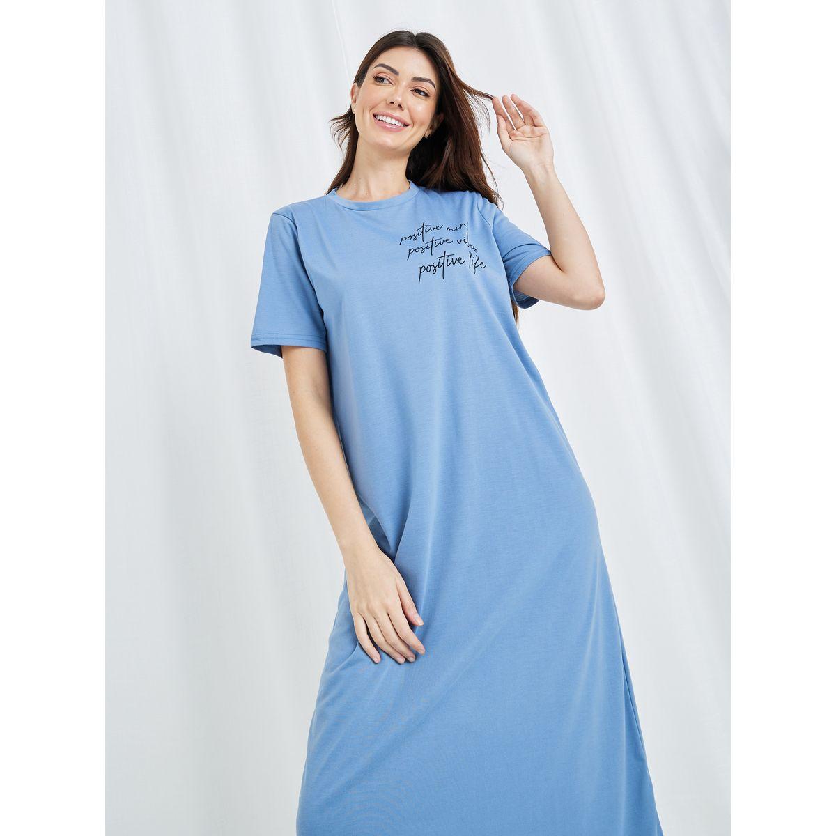 Styli Unwind Positive Slogan Print Sleep T-Shirt Dress-women-clothing-nightwear-nighties-image-3