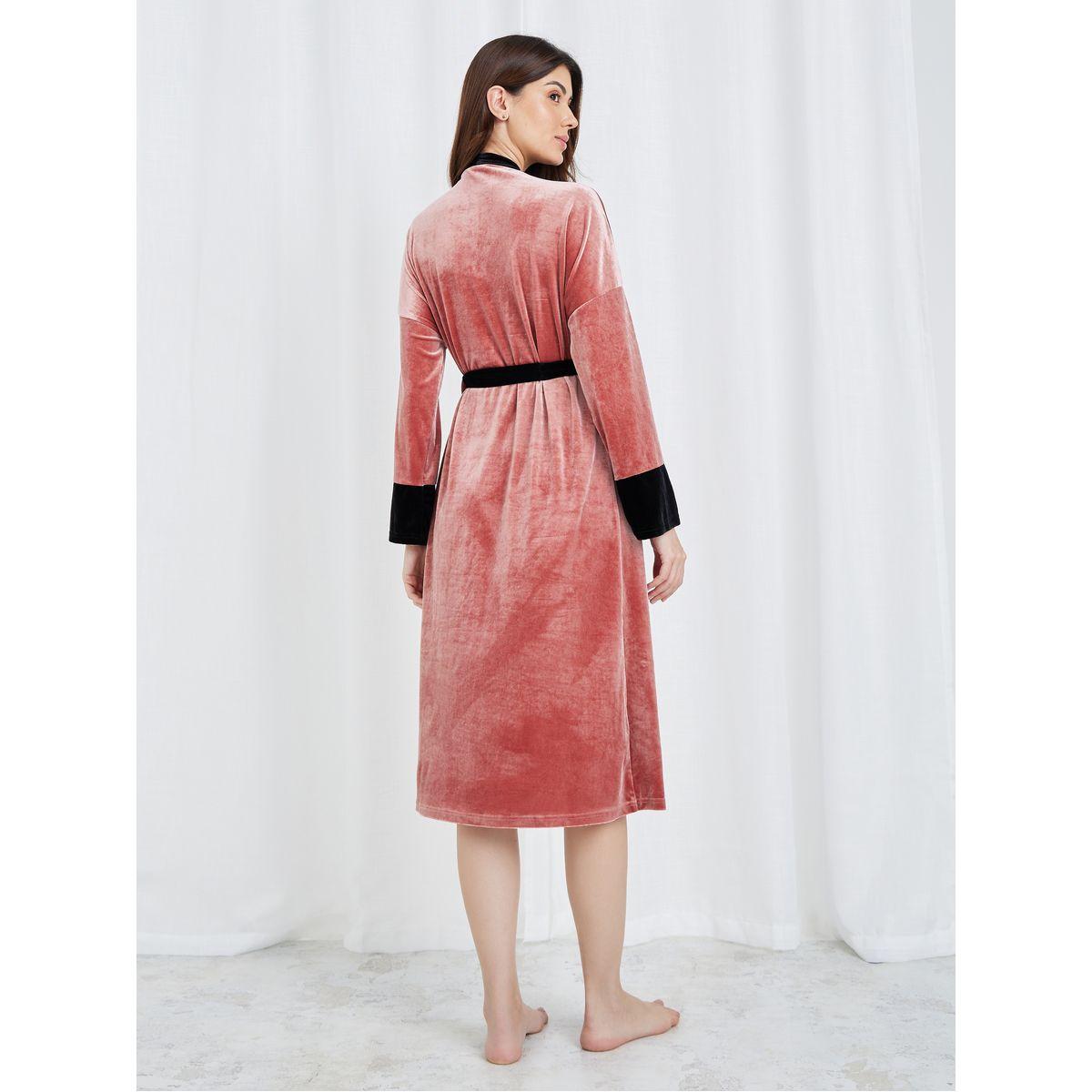 Styli Unwind Velvet Contrast Edge Belted Robe-women-clothing-nightwear-robes-image-4