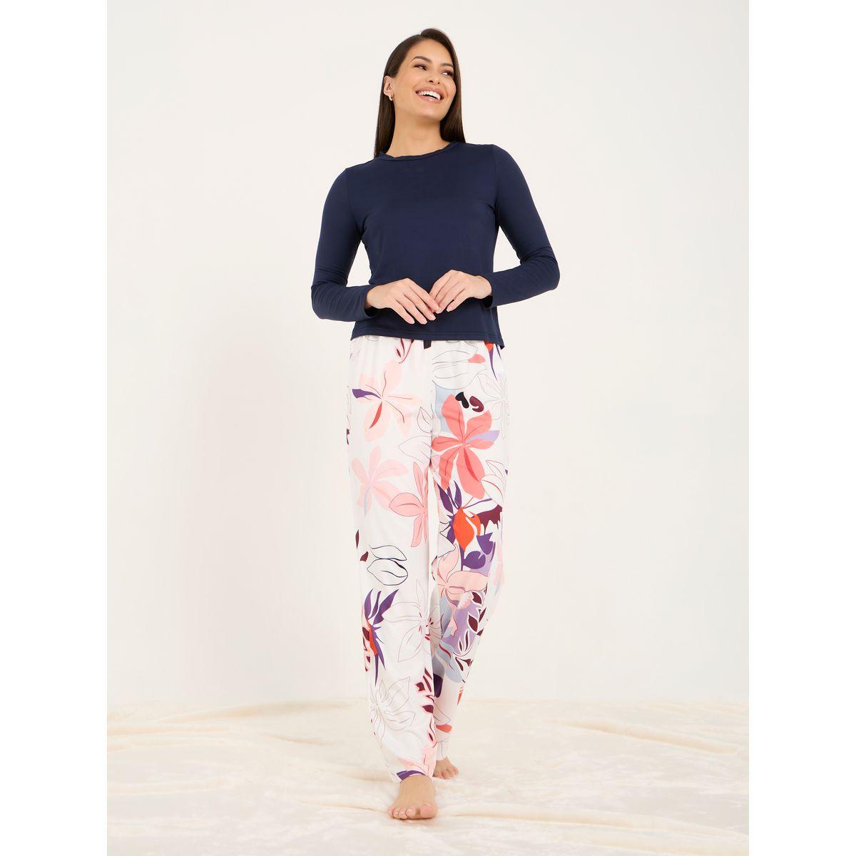 طقم بيجاما من ( تيشيرت + بنطال )-women-clothing-nightwear-pyjamas-longsets-image-1