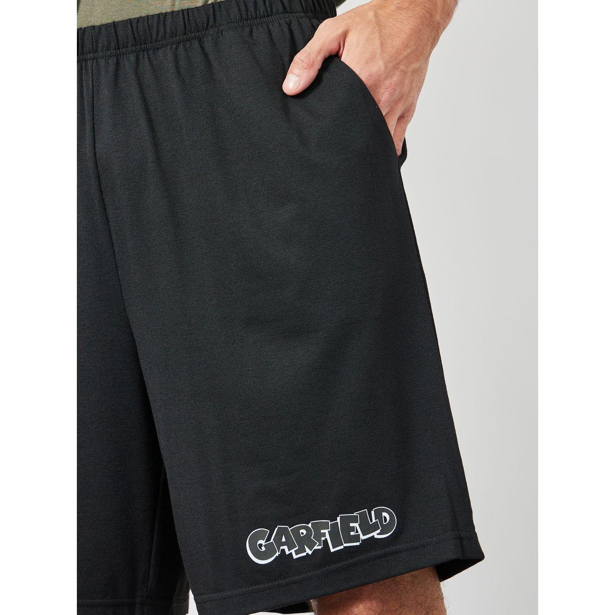 Styli Unwind Garfield Graphic Print T-Shirt & Printed Shorts Set-men-clothing-nightwear-sets-image-5