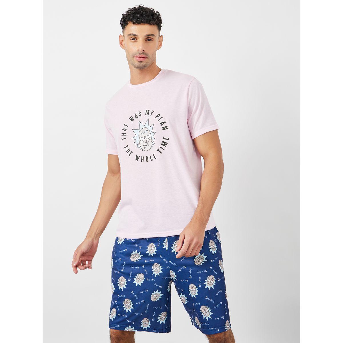 Styli Unwind Rick & Morty Graphic Print T-Shirt & Printed Shorts Set-men-clothing-nightwear-sets-image-1