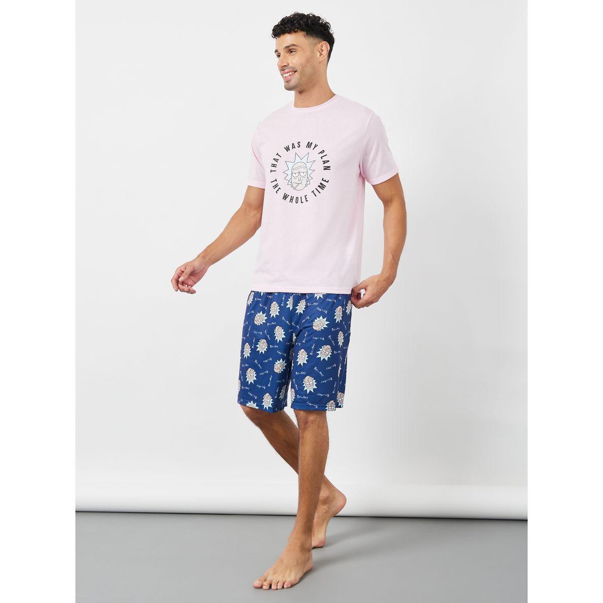 Styli Unwind Rick & Morty Graphic Print T-Shirt & Printed Shorts Set-men-clothing-nightwear-sets-image-2